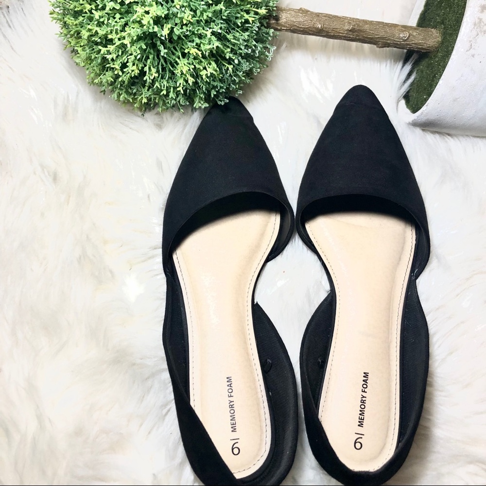Black Suede flat pumps by memory foam